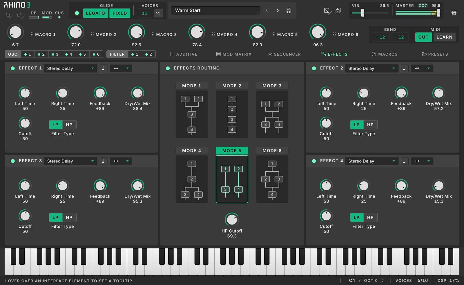 Rhino 3 Effects page