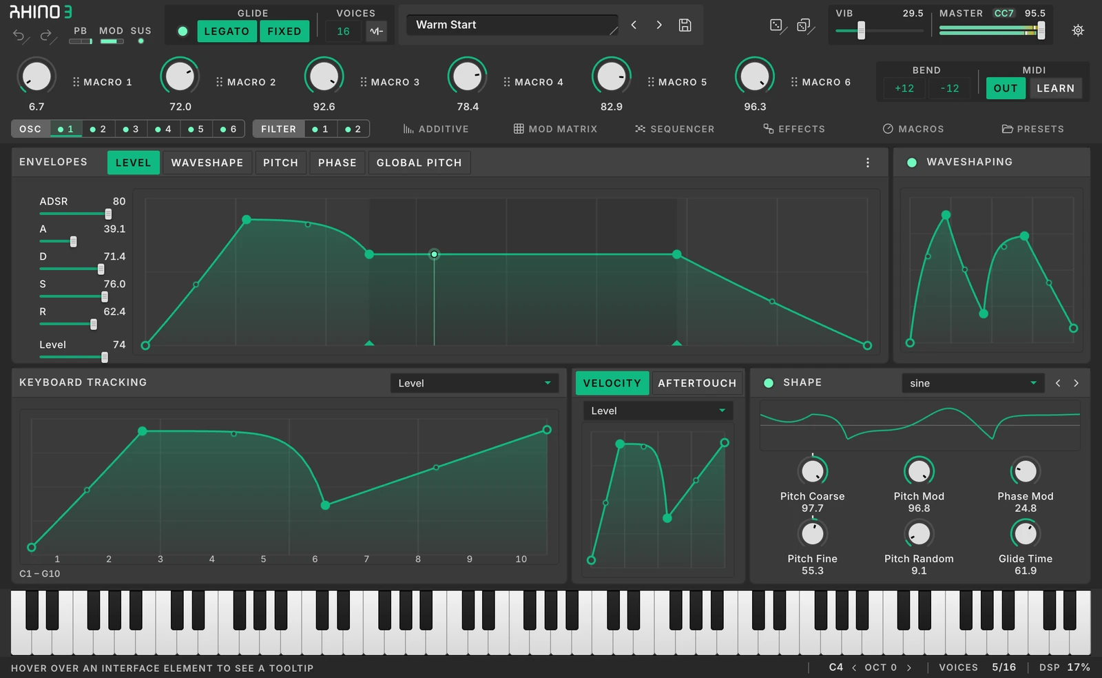 Rhino 3’s oscillator page